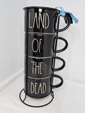 Rae Dunn Coco Land of the Dead Black Ceramic Mug Set